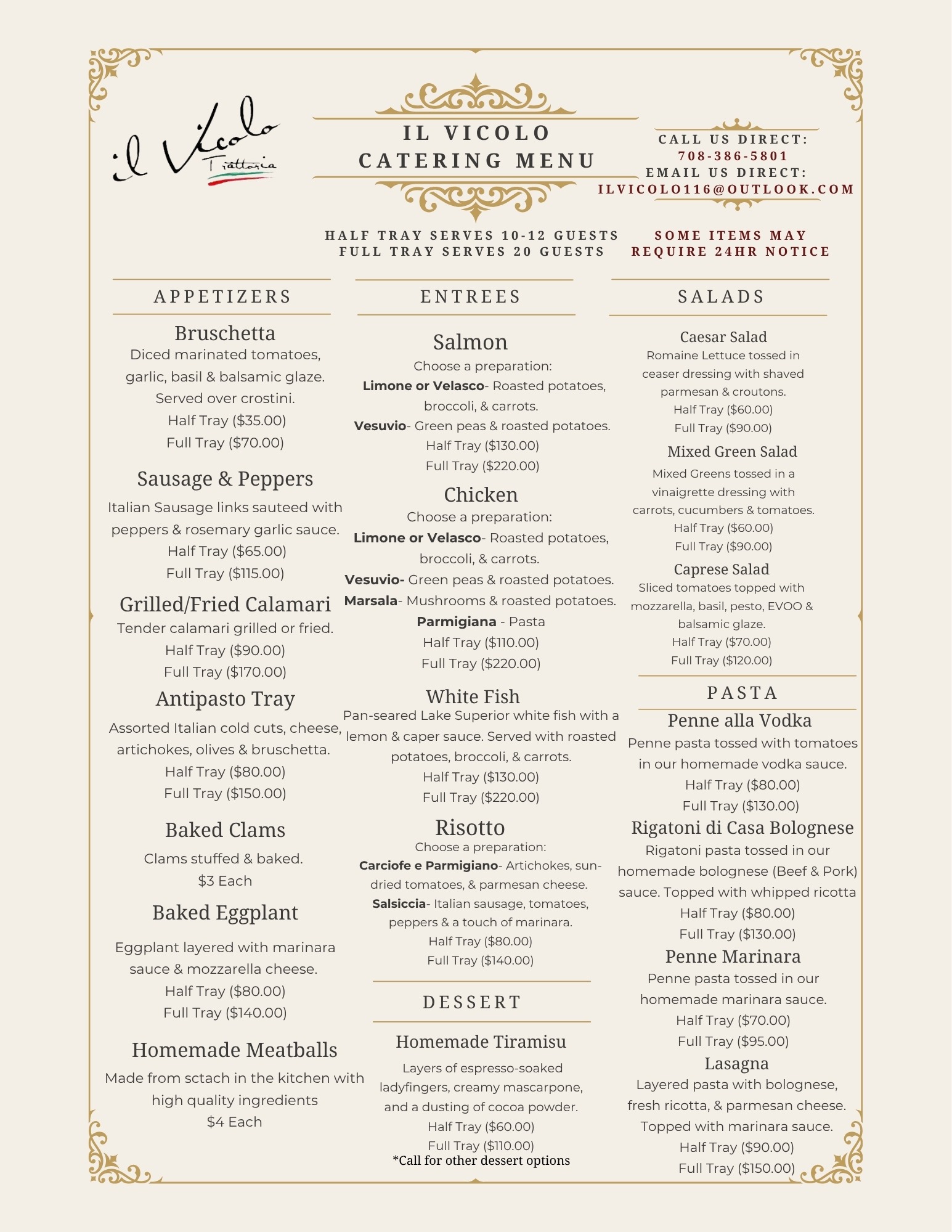 Il Vicolo Italian Restaurant Catering 9 23 26